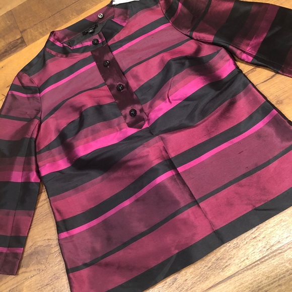 Talbots 100% Silk Striped 3/4 Sleeve Blouse 2